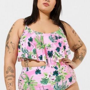 Torrid Pink and Green Floral Bikini Top